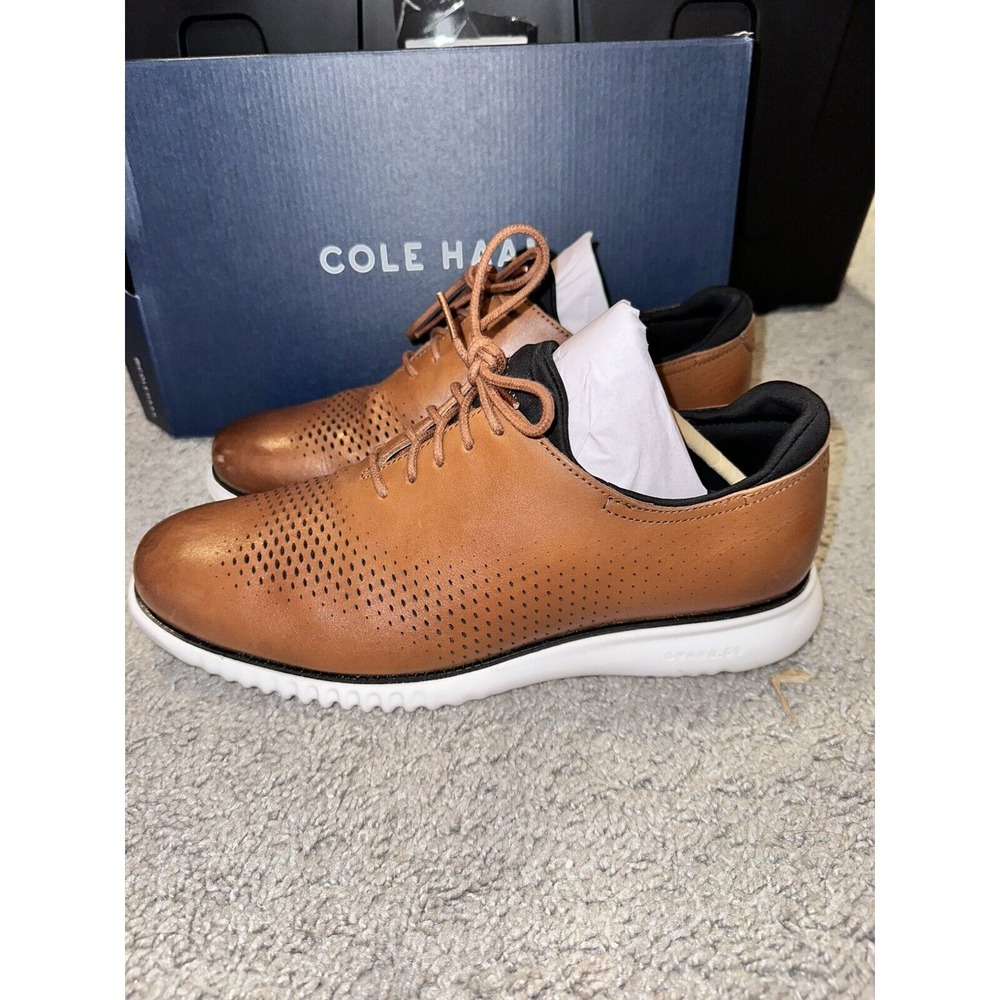 Cole Haan Men's 2.ZeroGrand Laser Wingtip Oxford Tan/Ivory Style 10.5 Wide